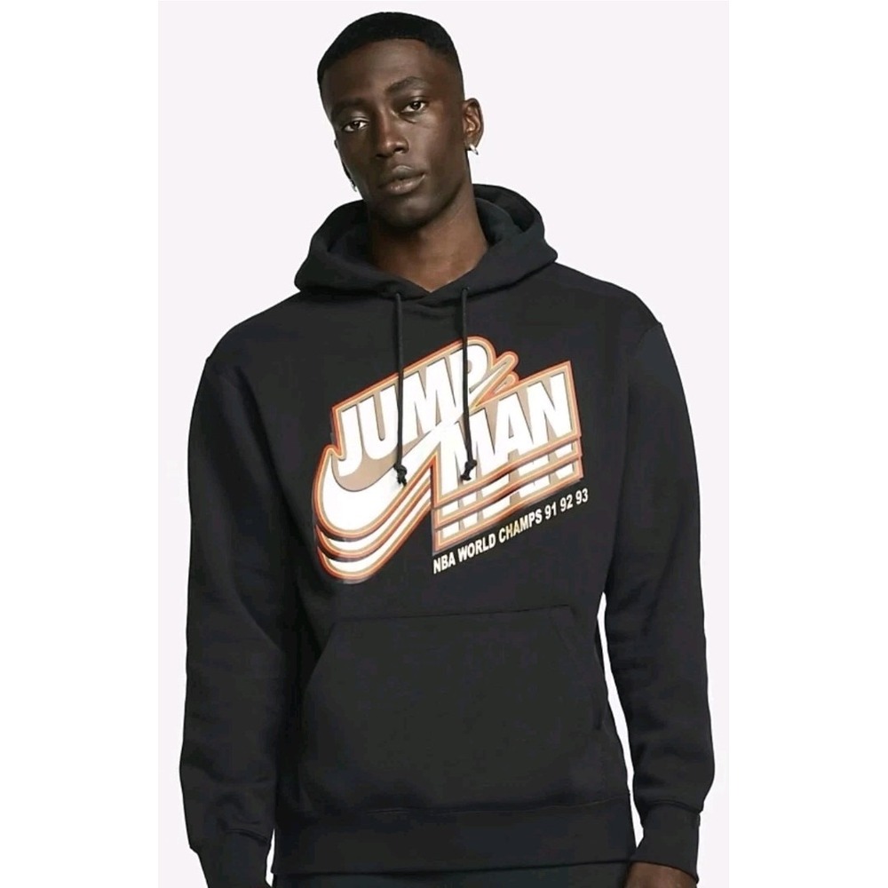 Nike Air Jordan Mens Jumpman Retro Hoodie Pullover NBA Champs‎ 91 Black Md EUC